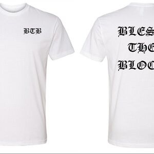 White Short Sleeve Tee with Gothic Text